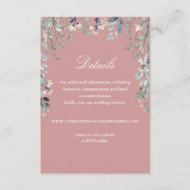 Cartão De Informações Detalhes do Casamento em Cascata Floral de Rosa El