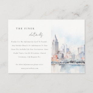 Cartão De Informações Detalhes do Casamento em Detroit Michigan em Aquar