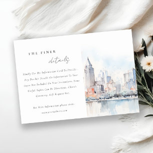 Cartão De Informações Detalhes do Casamento em Detroit Michigan em Aquar
