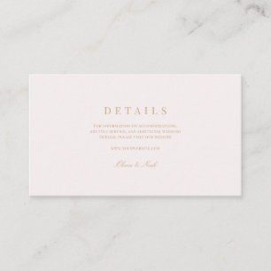 Cartão De Informações Detalhes do Casamento em Dourado e Rosa Script 