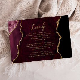 Cartão De Informações Detalhes do Casamento em Grafite Dourado Vermelho