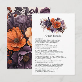 Cartão De Informações Detalhes do Casamento em Laranja Queimado, Roxo Es