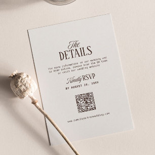 Cartão De Informações Detalhes do Casamento em Marfim e Marrom Código Qr