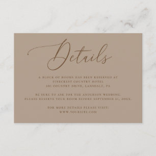 Cartão De Informações Detalhes do Casamento em Taupe Empoeirado Acomod