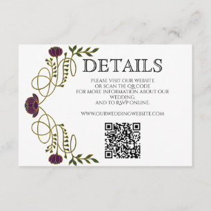 Cartão De Informações Detalhes do Casamento em Tom de Joia Art Nouveau n