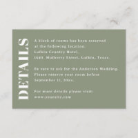 Detalhes do Casamento em Verde Sage | Informações