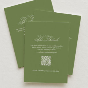 Cartão De Informações Detalhes do Casamento em Verde Sage RSVP Código Qr