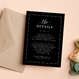 Cartão De Informações Detalhes do Casamento entre Preto e Branco Clássic