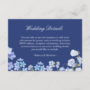Cartão De Informações Detalhes do Casamento Esquece-Me Nots Royal Blue F