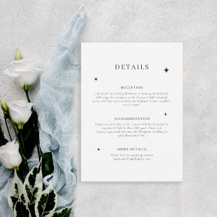 Cartão De Informações Detalhes do Casamento Estrelas Azuis Celestiais Ch