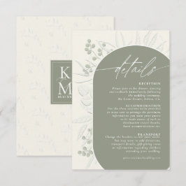 Cartão De Informações Detalhes do Casamento Eucalyptus Color Tones ID901