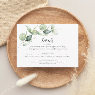 Cartão De Informações Detalhes do Casamento Eucalyptus Greenery