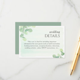 Cartão De Informações Detalhes do Casamento Eucalyptus Greenery Watercol