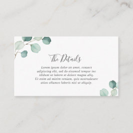 Cartão De Informações Detalhes do Casamento Eucalyptus, um Verso Elegant