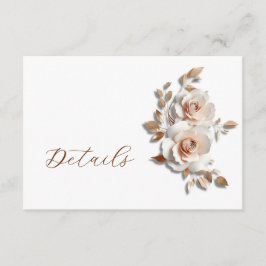 Cartão De Informações Detalhes do Casamento Floral 3D em Rose Gold