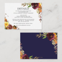 Cartão De Informações Detalhes do Casamento Floral Amarelo Laranja Amare