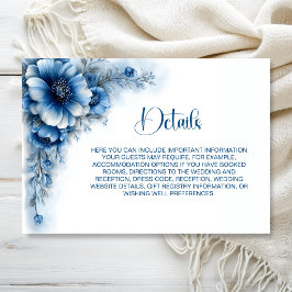 Cartão De Informações Detalhes do Casamento Floral Azul