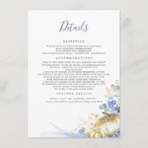 Detalhes do Casamento Floral Azul Dourado Pumpkins