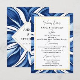 Cartão De Informações Detalhes do Casamento Floral Blue Bliss