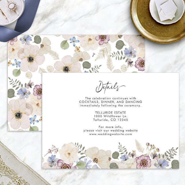 Cartão De Informações Detalhes do Casamento Floral Botânico Moderno (Modern Botanical Floral Wedding Details Enclosure Card by Painted Paperie
)