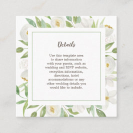 Cartão De Informações Detalhes do Casamento Floral Branco da Elegante Wa