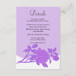 Cartão De Informações Detalhes do Casamento Floral Chic Purple
