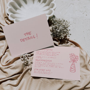 Cartão De Informações Detalhes do Casamento Floral Colorido de Coral Esc