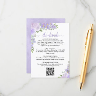 Cartão De Informações Detalhes do Casamento Floral da Lavanda Elegante C