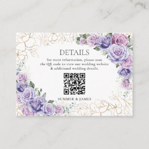 Cartão De Informações Detalhes do Casamento Floral da Lavanda Lilac Roxo