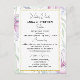 Cartão De Informações Detalhes do Casamento Floral da Magnolia Elegante