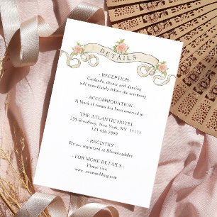 Cartão De Informações Detalhes do Casamento Floral da Ornamentado Vitori