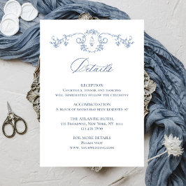 Cartão De Informações Detalhes do Casamento Floral da Ornamentado Vitori