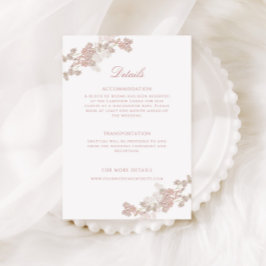 Cartão De Informações Detalhes do Casamento Floral da Vintage com Blush