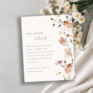Cartão De Informações Detalhes do Casamento Floral de Cor de Água do Pra