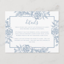 Cartão De Informações Detalhes do Casamento Floral de Dusty Blue