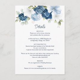 Cartão De Informações Detalhes do Casamento Floral de Dusty Blue