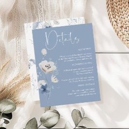 Cartão De Informações Detalhes do Casamento Floral de Flor de Flor Azul