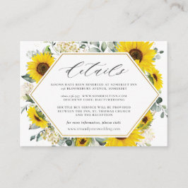 Cartão De Informações Detalhes do Casamento Floral de Girassol Moderno C