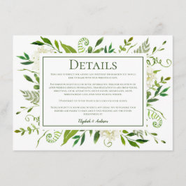 Cartão De Informações Detalhes do Casamento Floral de Hydrangea Branca