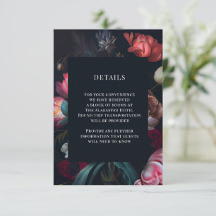 Cartão De Informações Detalhes do Casamento Floral de Moody Peony