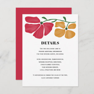 Cartão De Informações Detalhes do Casamento Floral de Nouveau Brilhante