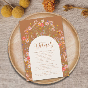 Cartão De Informações Detalhes do Casamento Floral de Outono Boho