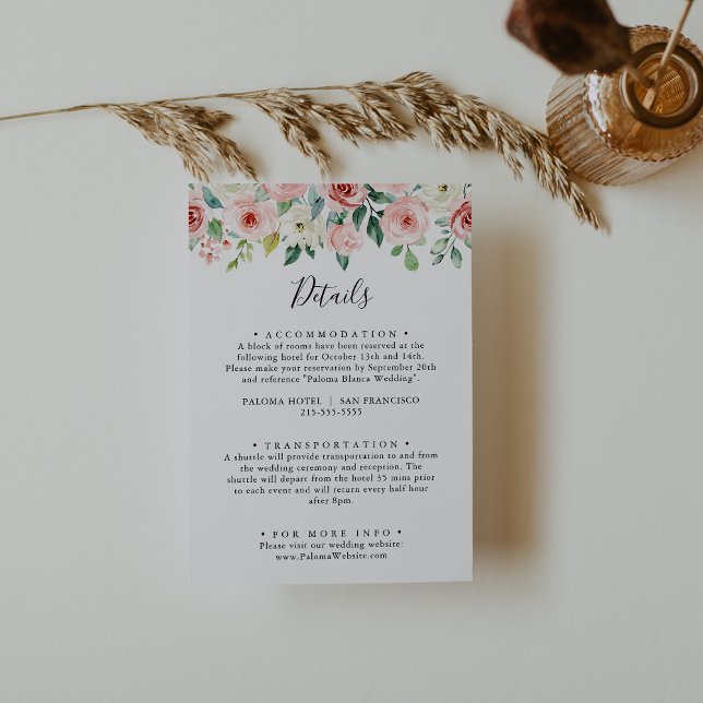 Cartão De Informações Detalhes do Casamento Floral de outono do Elegante (Criador carregado)