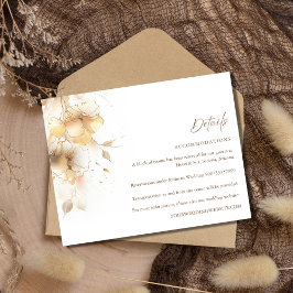 Cartão De Informações Detalhes do Casamento Floral de Outono Dourado