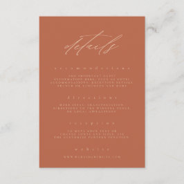 Cartão De Informações Detalhes do Casamento Floral de Pêssego Mínimo de