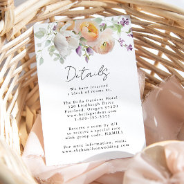 Cartão De Informações Detalhes do Casamento Floral de Primavera Delicado