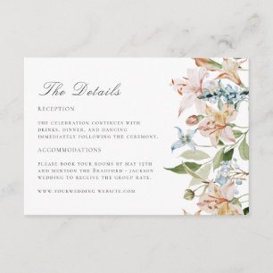 Cartão De Informações Detalhes do Casamento Floral de primavera Modern W