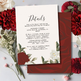 Cartão De Informações Detalhes do casamento floral de rosa vermelha prof