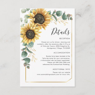 Cartão De Informações Detalhes do Casamento Floral de Sunflower Eucalypt