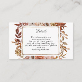 Cartão De Informações Detalhes do Casamento Floral de Terracotta Rust Bo